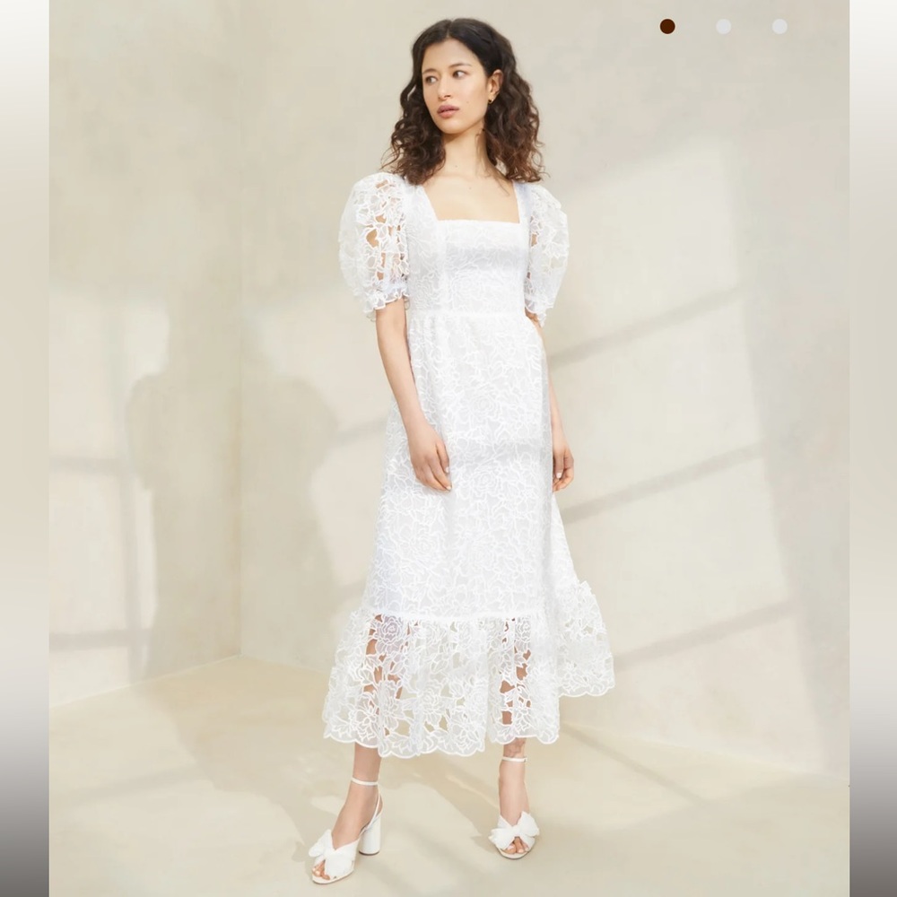 Loeffler Randall Addison Cream Puff-Sleeve Dress